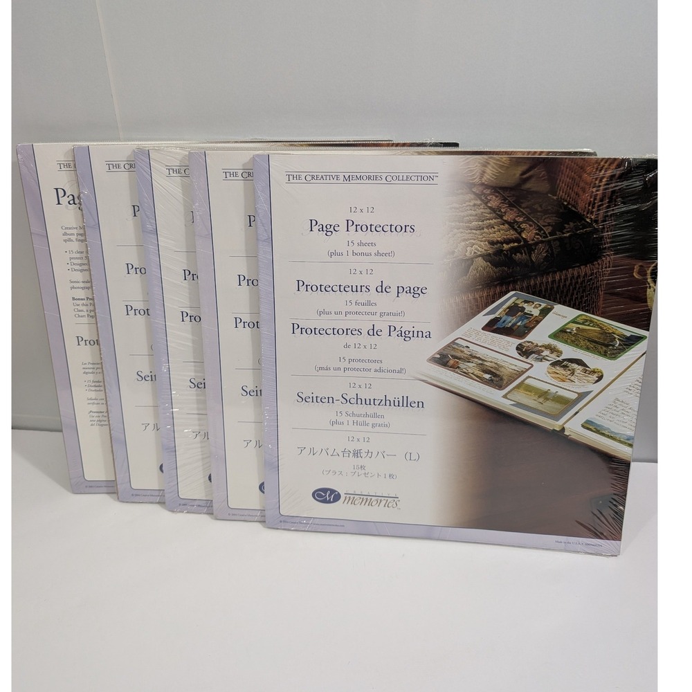 Lot of 5 Vintage Creative Memories 12x12 Page Protectors Old Size 2003
